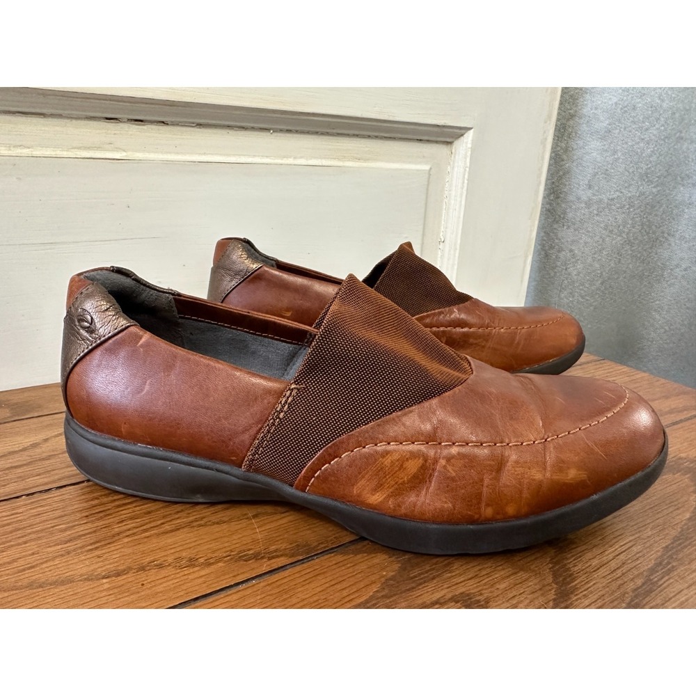Aravon Shoes New Balance Womens Size 8.5 B Brown Leather Comfort Slip On